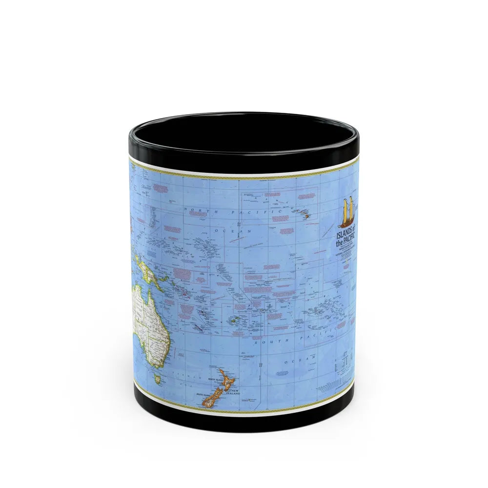 Pacific - Islands of the (1974) (Map) Black Coffee Mug-11oz-Go Mug Yourself