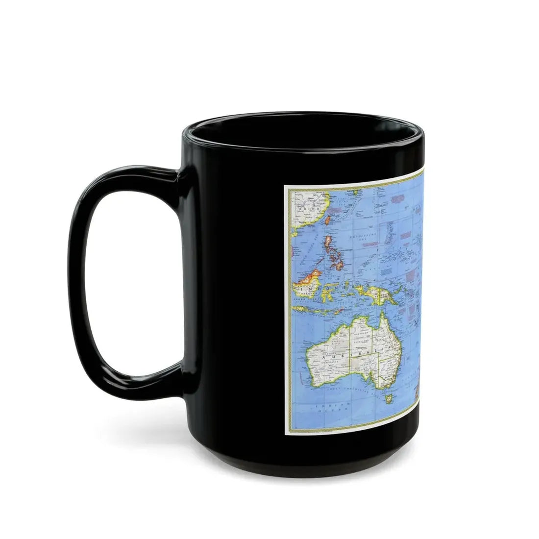 Pacific - Islands of the (1974) (Map) Black Coffee Mug - Go Mug Yourself
