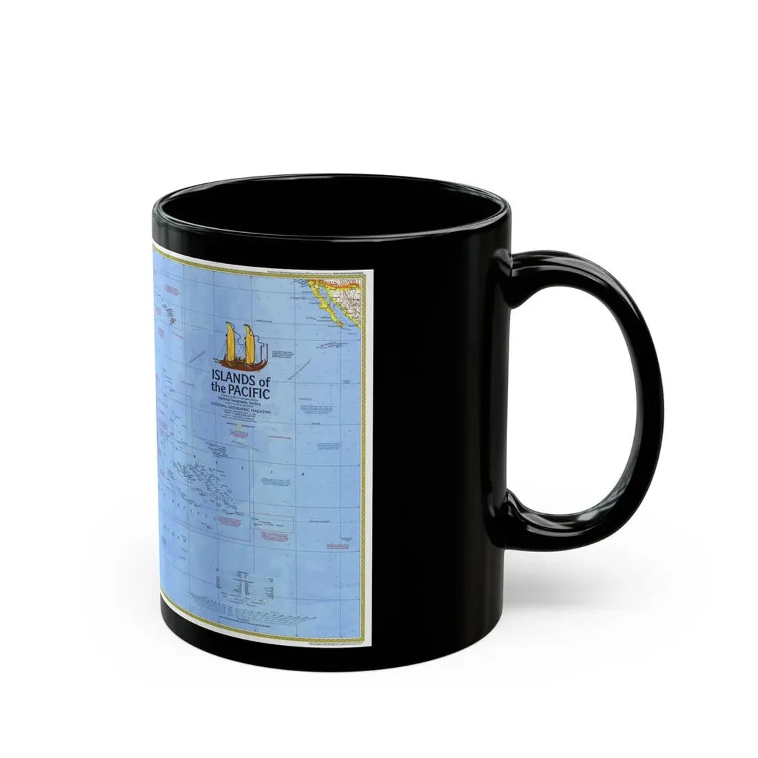 Pacific - Islands of the (1974) (Map) Black Coffee Mug - Go Mug Yourself