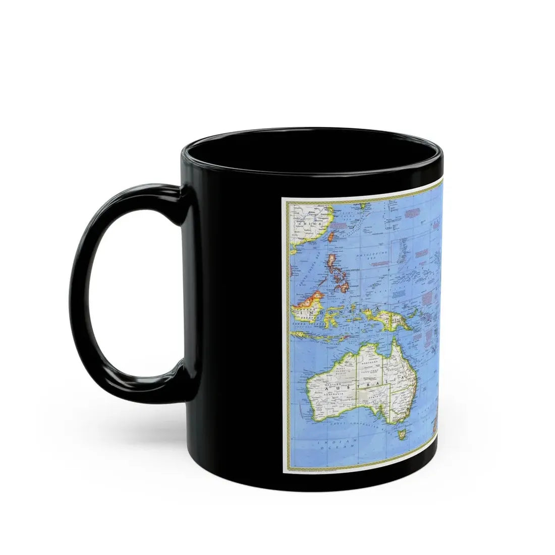Pacific - Islands of the (1974) (Map) Black Coffee Mug - Go Mug Yourself