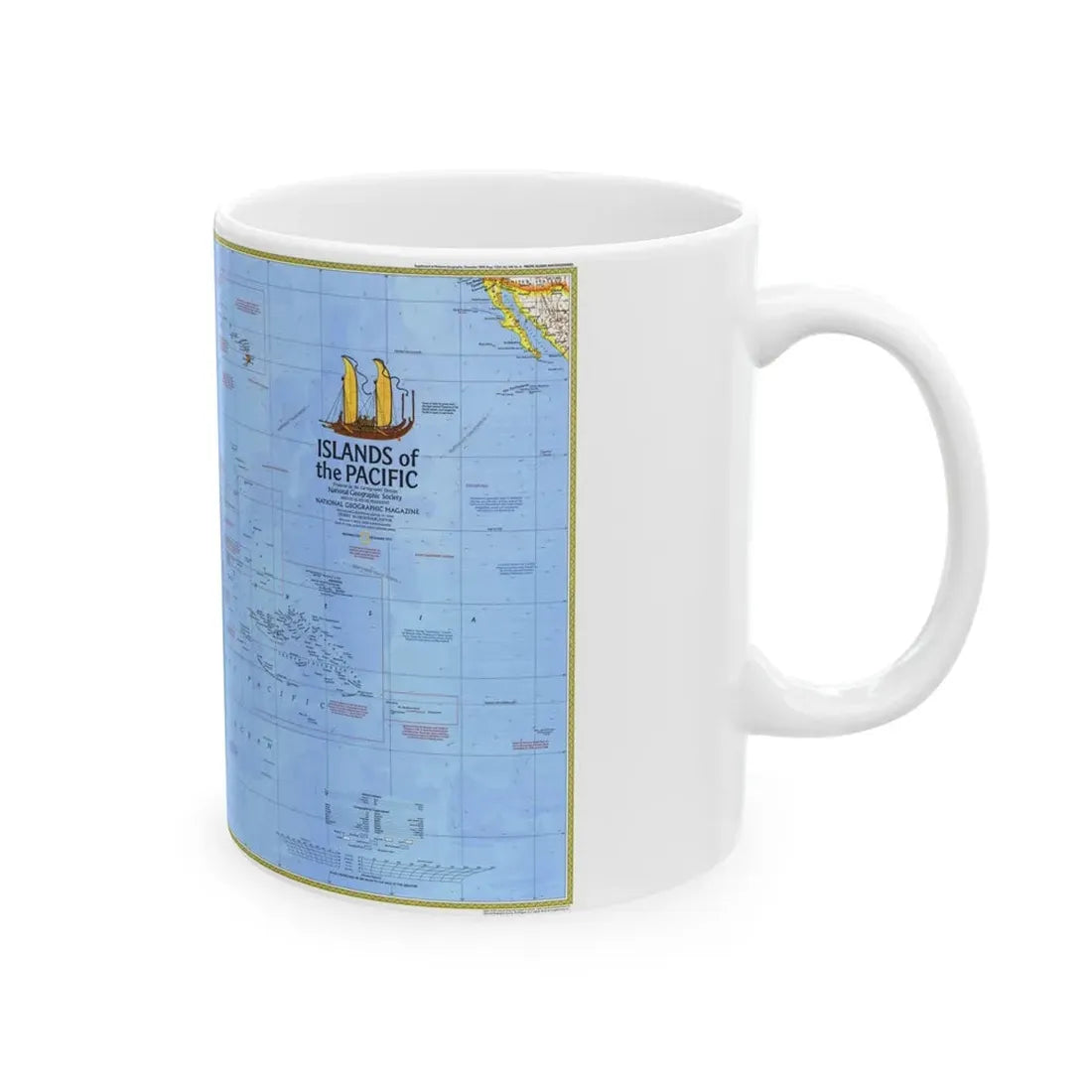 Pacific - Islands of the (1974) (Map) White Coffee Mug - Go Mug Yourself
