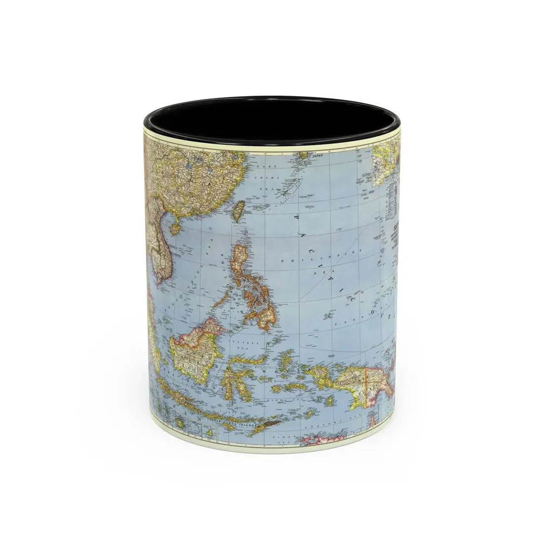 Pacific Islands - Southeast Asia (1944) (Map) Accent Coffee Mug 11oz Black - Go Mug Yourself