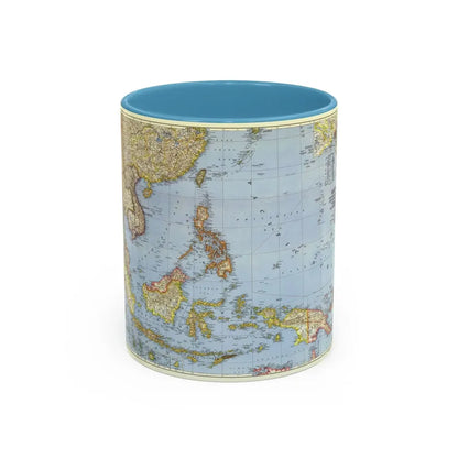 Pacific Islands - Southeast Asia (1944) (Map) Accent Coffee Mug 11oz Light Blue - Go Mug Yourself