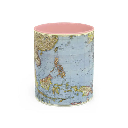 Pacific Islands - Southeast Asia (1944) (Map) Accent Coffee Mug 11oz Pink - Go Mug Yourself