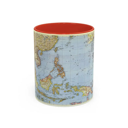 Pacific Islands - Southeast Asia (1944) (Map) Accent Coffee Mug 11oz Red - Go Mug Yourself