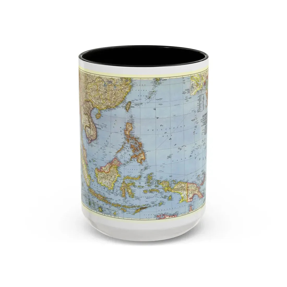 Pacific Islands - Southeast Asia (1944) (Map) Accent Coffee Mug 15oz Black - Go Mug Yourself