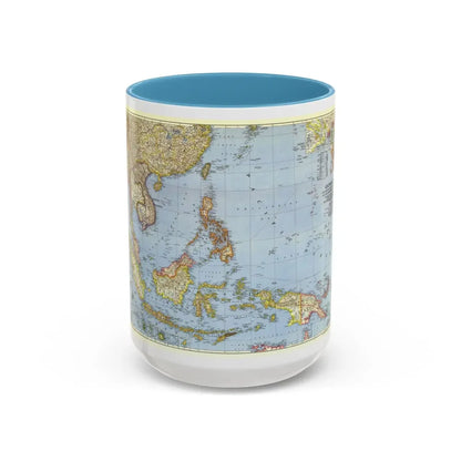 Pacific Islands - Southeast Asia (1944) (Map) Accent Coffee Mug 15oz Light Blue - Go Mug Yourself
