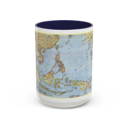 Pacific Islands - Southeast Asia (1944) (Map) Accent Coffee Mug 15oz Navy - Go Mug Yourself