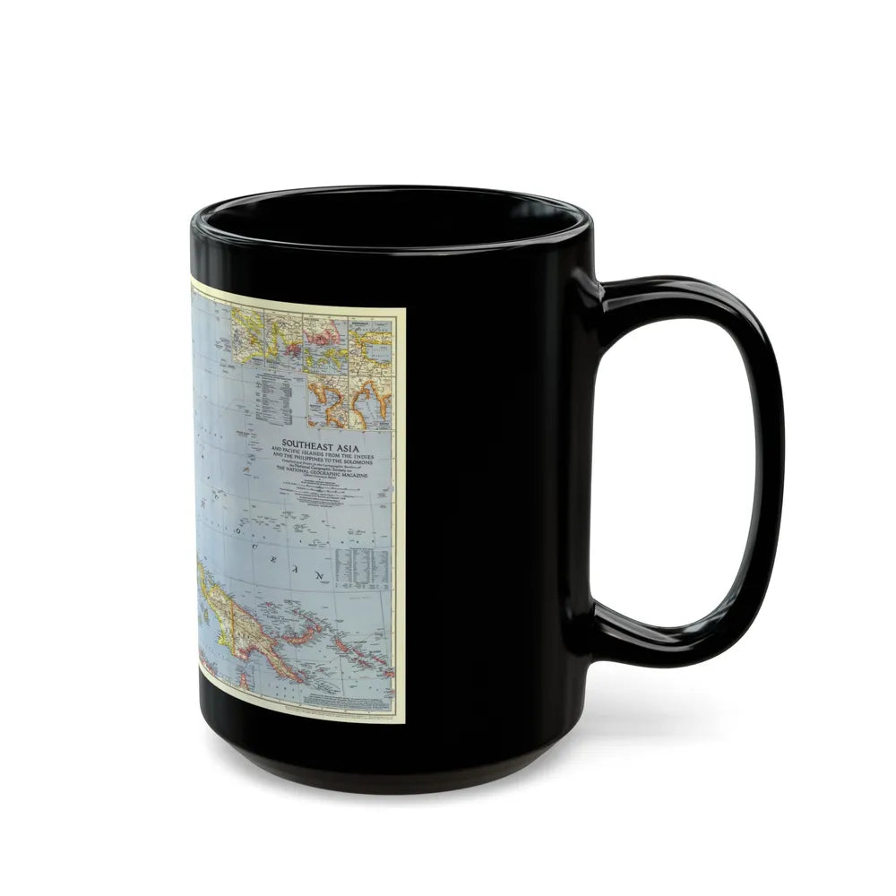 Pacific Islands - Southeast Asia (1944) (Map) Black Coffee Mug-Go Mug Yourself