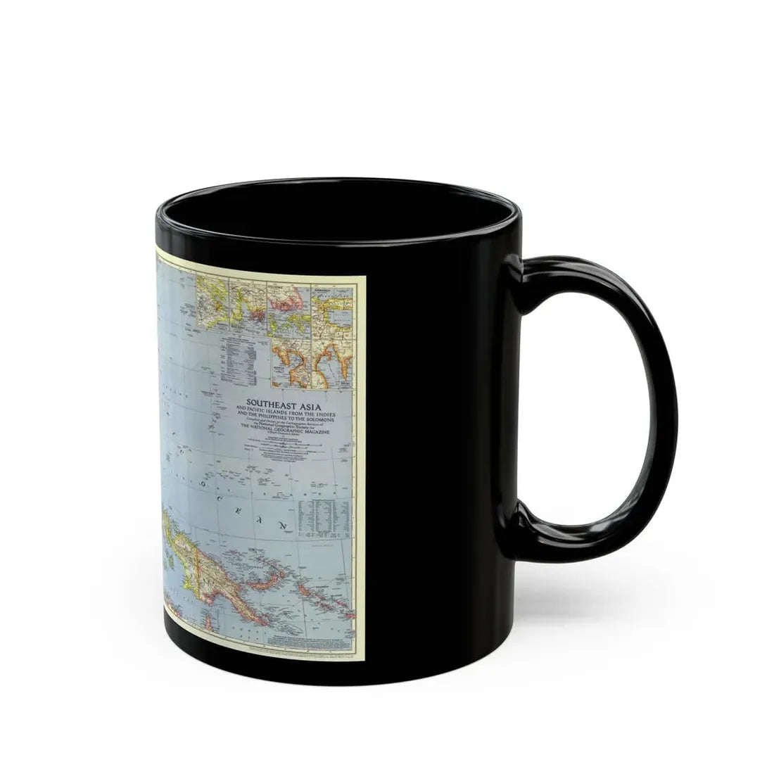 Pacific Islands - Southeast Asia (1944) (Map) Black Coffee Mug - Go Mug Yourself