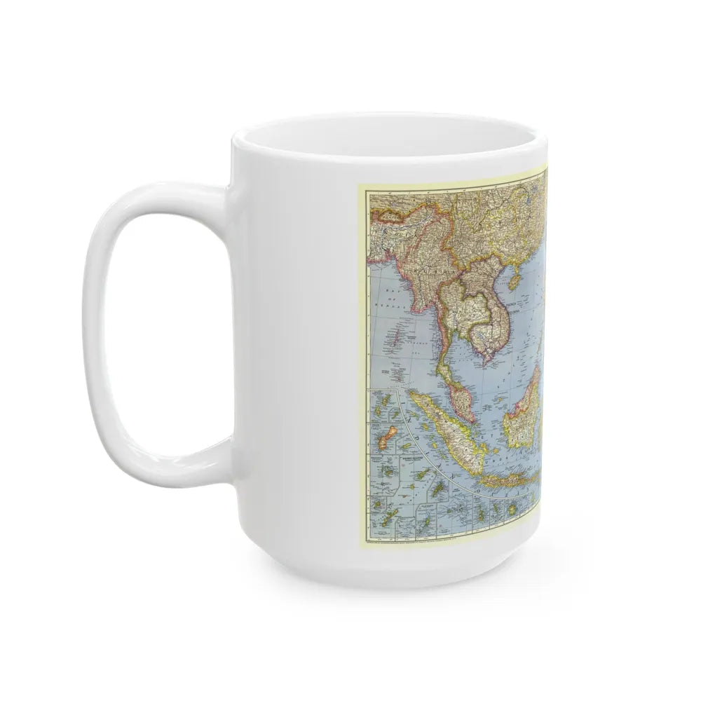 Pacific Islands - Southeast Asia (1944) (Map) White Coffee Mug-Go Mug Yourself