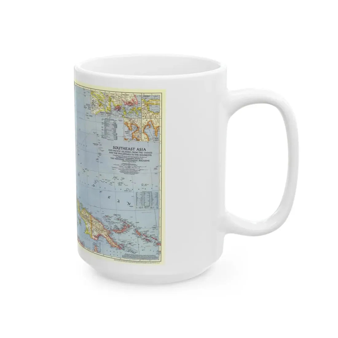 Pacific Islands - Southeast Asia (1944) (Map) White Coffee Mug - Go Mug Yourself