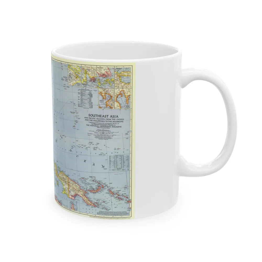 Pacific Islands - Southeast Asia (1944) (Map) White Coffee Mug-Go Mug Yourself