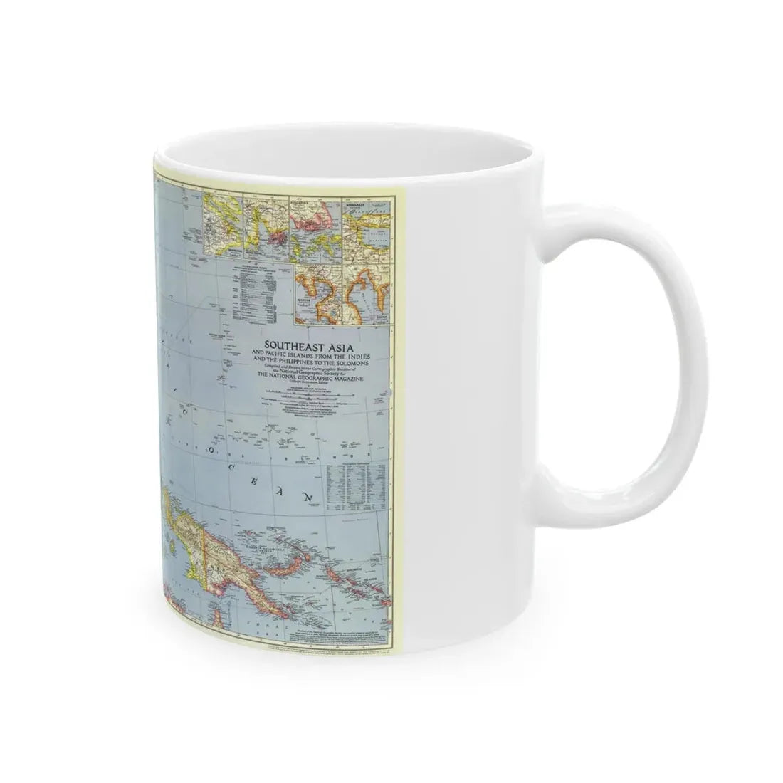 Pacific Islands - Southeast Asia (1944) (Map) White Coffee Mug - Go Mug Yourself