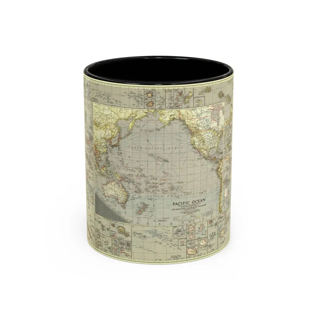 Pacific Ocean (1936) (Map) Accent Coffee Mug 11oz Black - Go Mug Yourself