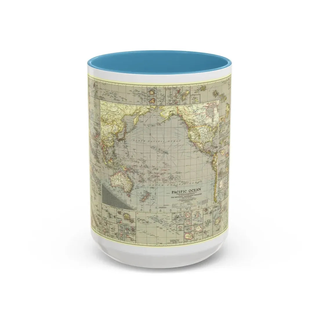 Pacific Ocean (1936) (Map) Accent Coffee Mug 15oz Light Blue - Go Mug Yourself