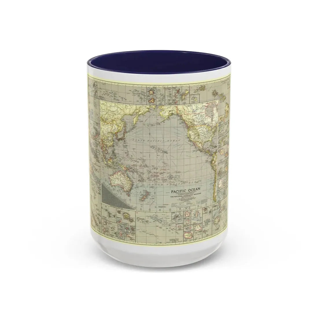Pacific Ocean (1936) (Map) Accent Coffee Mug 15oz Navy - Go Mug Yourself