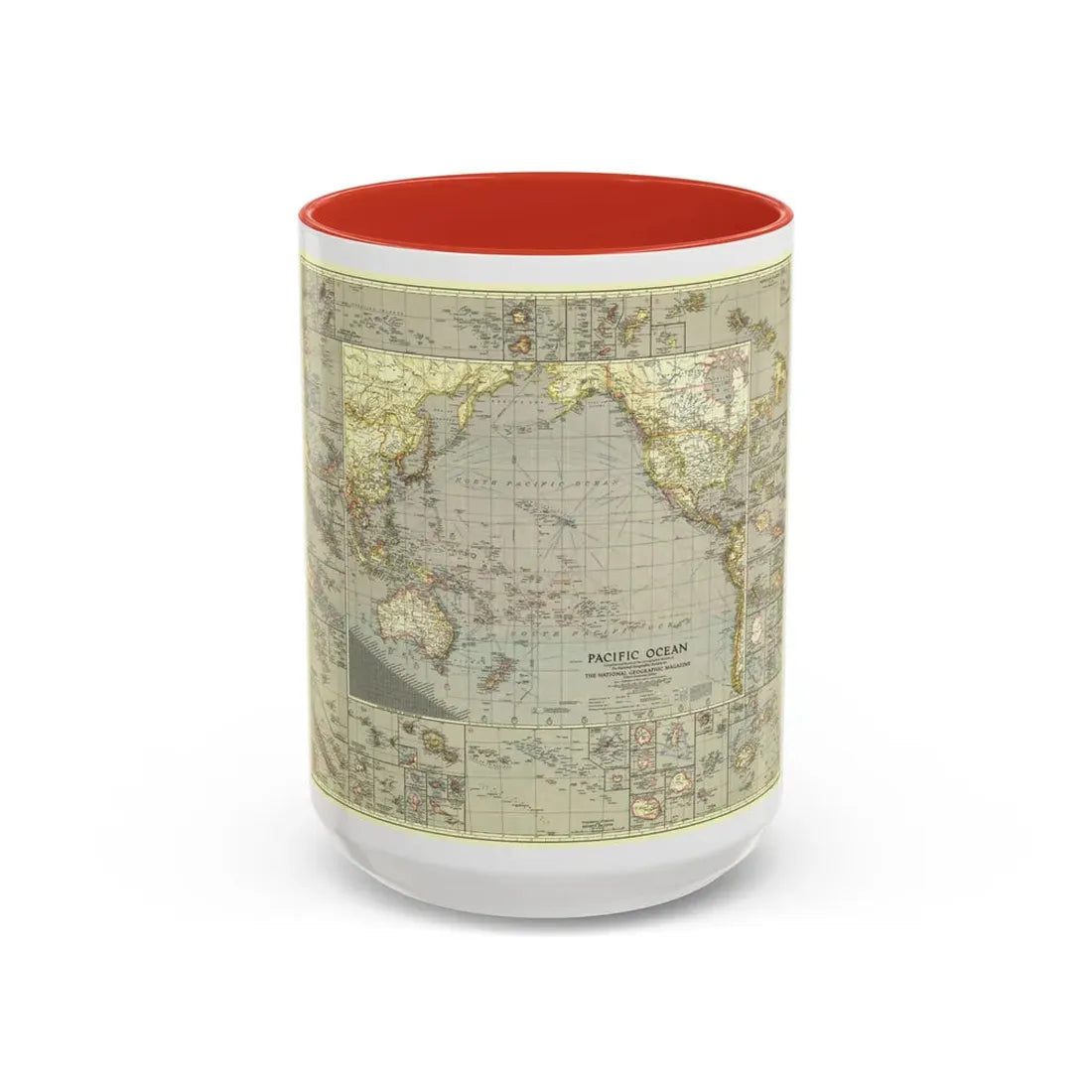 Pacific Ocean (1936) (Map) Accent Coffee Mug 15oz Red - Go Mug Yourself