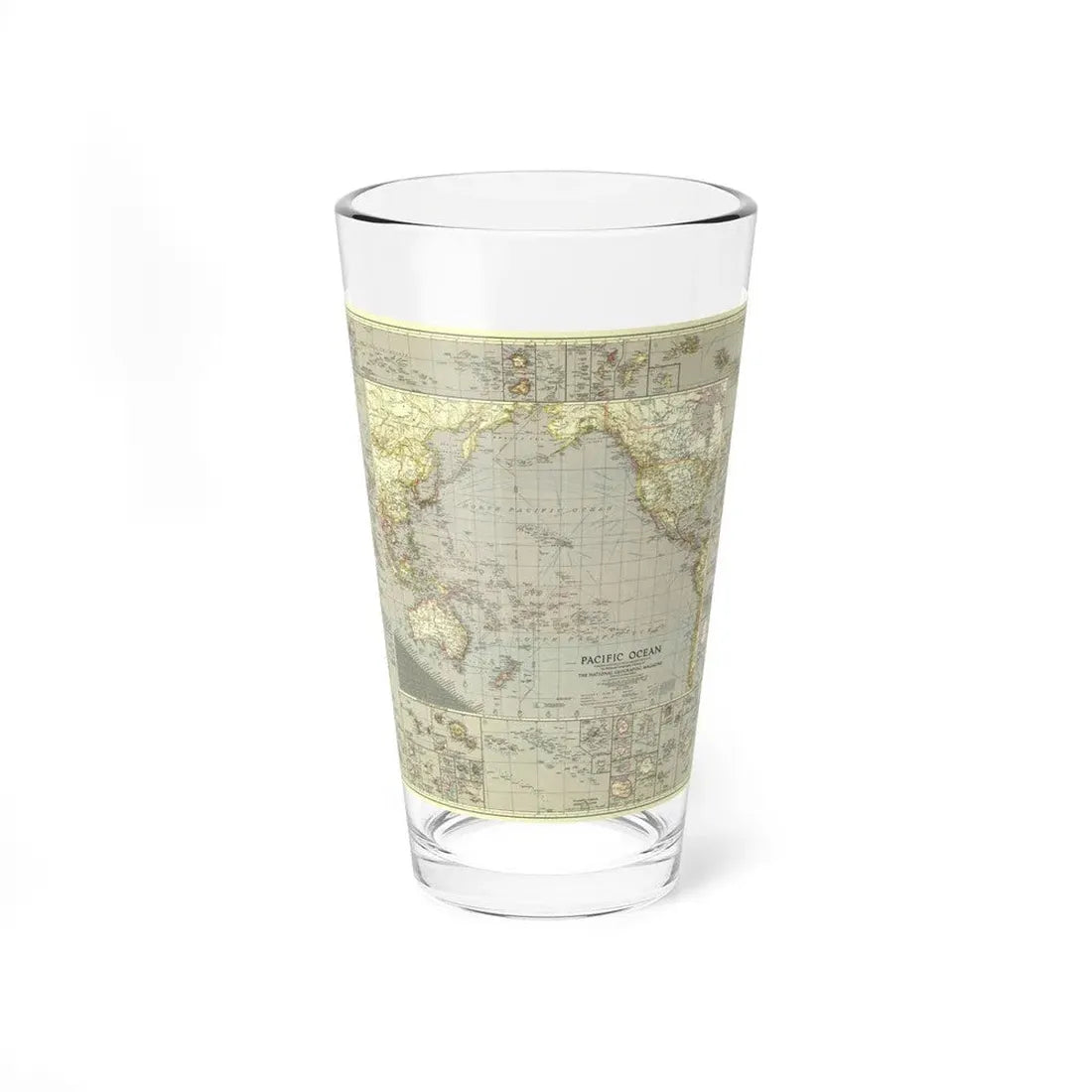 Pacific Ocean (1936) (Map) Pint Glass 16oz 16oz - Go Mug Yourself