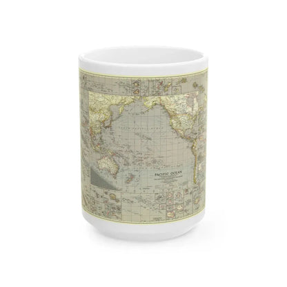 Pacific Ocean (1936) (Map) White Coffee Mug 15oz - Go Mug Yourself