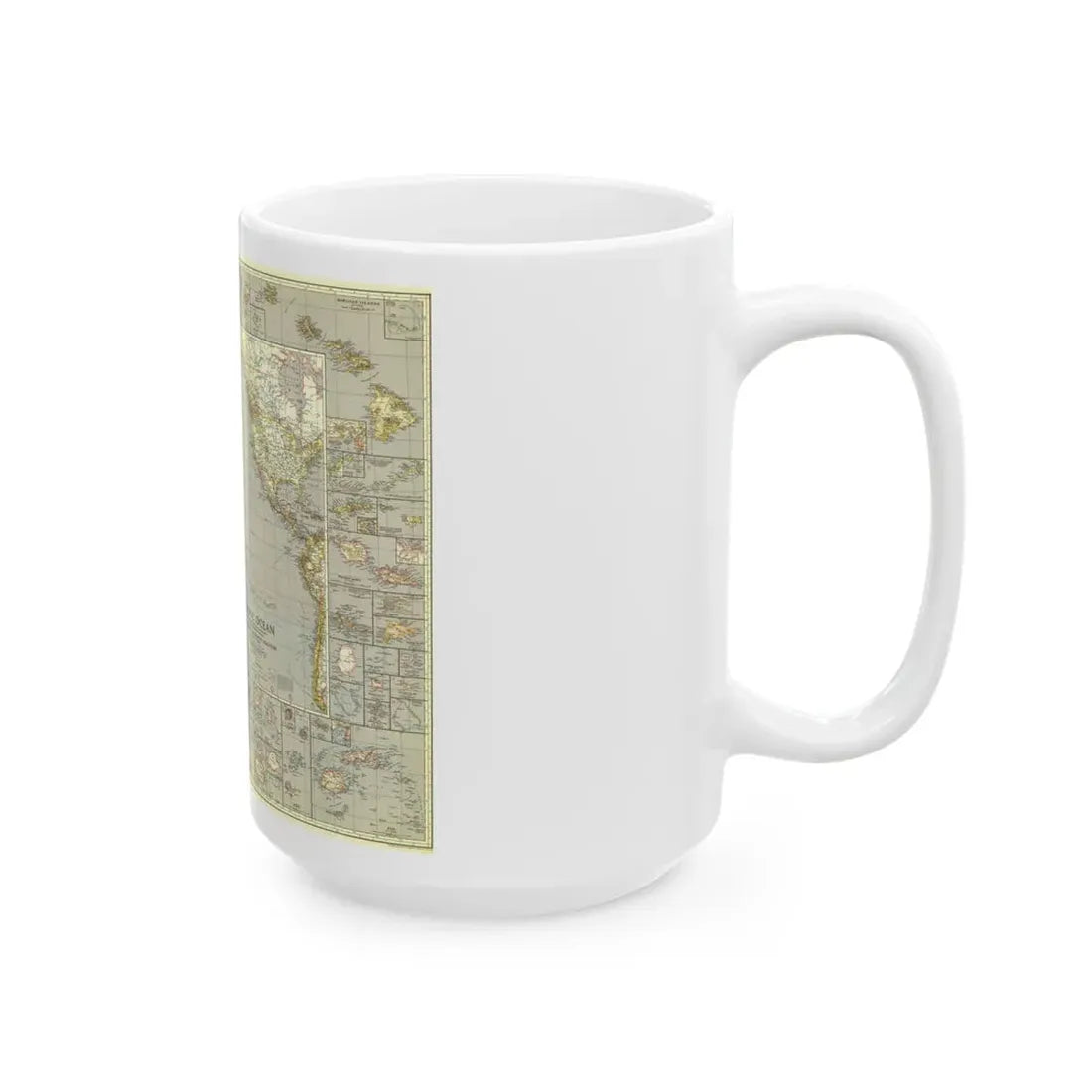 Pacific Ocean (1936) (Map) White Coffee Mug - Go Mug Yourself