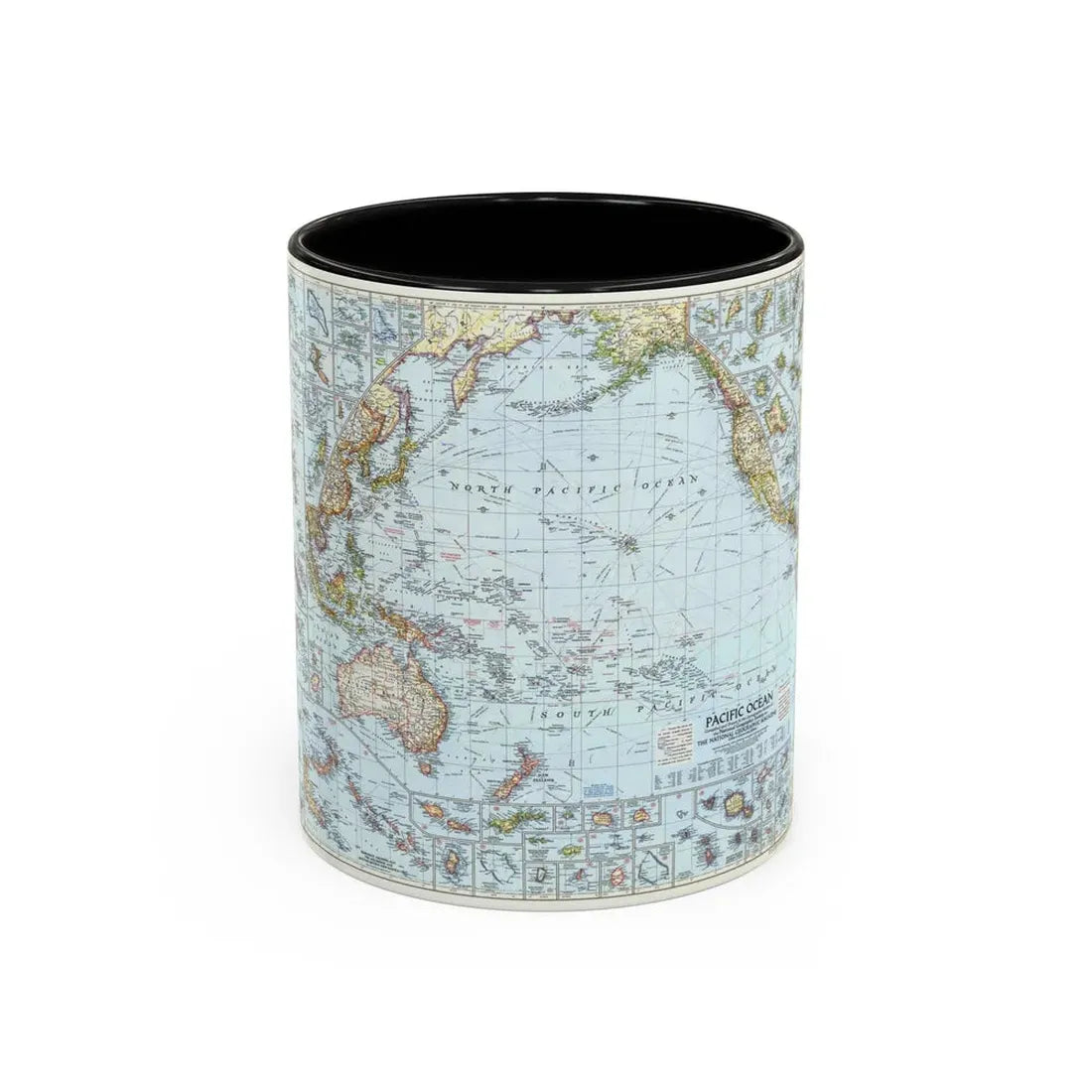Pacific Ocean (1952) (Map) Accent Coffee Mug 11oz Black - Go Mug Yourself
