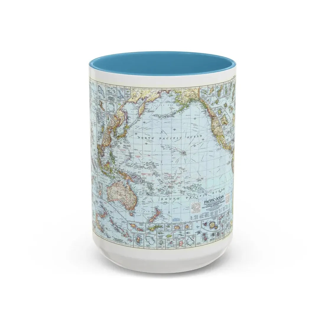 Pacific Ocean (1952) (Map) Accent Coffee Mug 15oz Light Blue - Go Mug Yourself