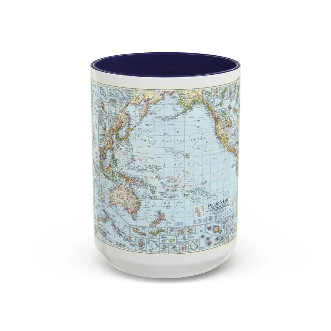Pacific Ocean (1952) (Map) Accent Coffee Mug 15oz Navy - Go Mug Yourself