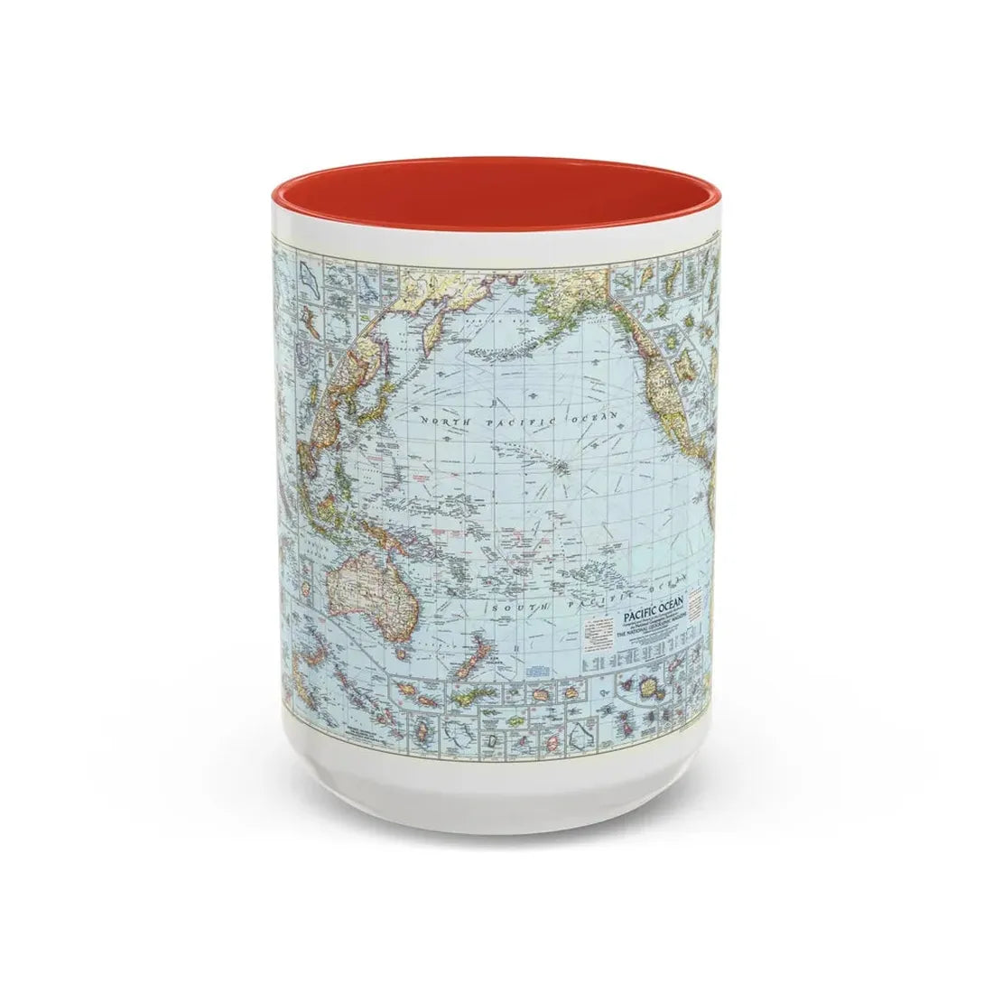 Pacific Ocean (1952) (Map) Accent Coffee Mug 15oz Red - Go Mug Yourself