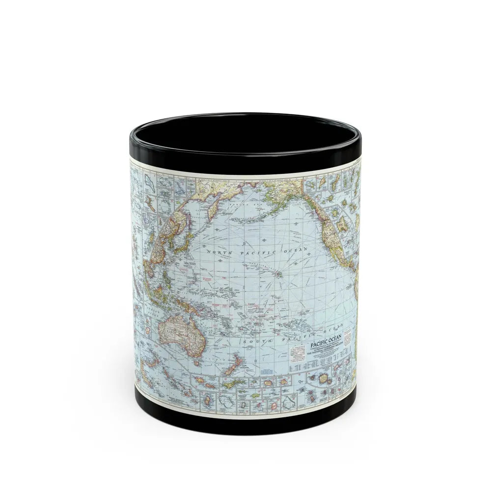 Pacific Ocean (1952) (Map) Black Coffee Mug-11oz-Go Mug Yourself