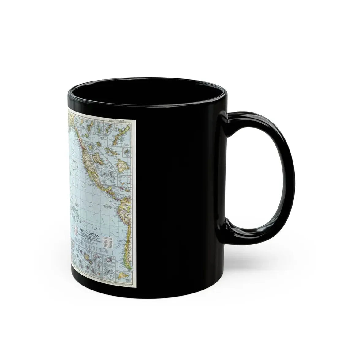 Pacific Ocean (1952) (Map) Black Coffee Mug - Go Mug Yourself