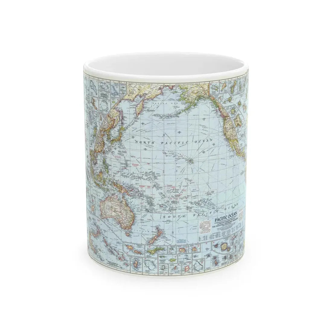 Pacific Ocean (1952) (Map) White Coffee Mug 11oz - Go Mug Yourself