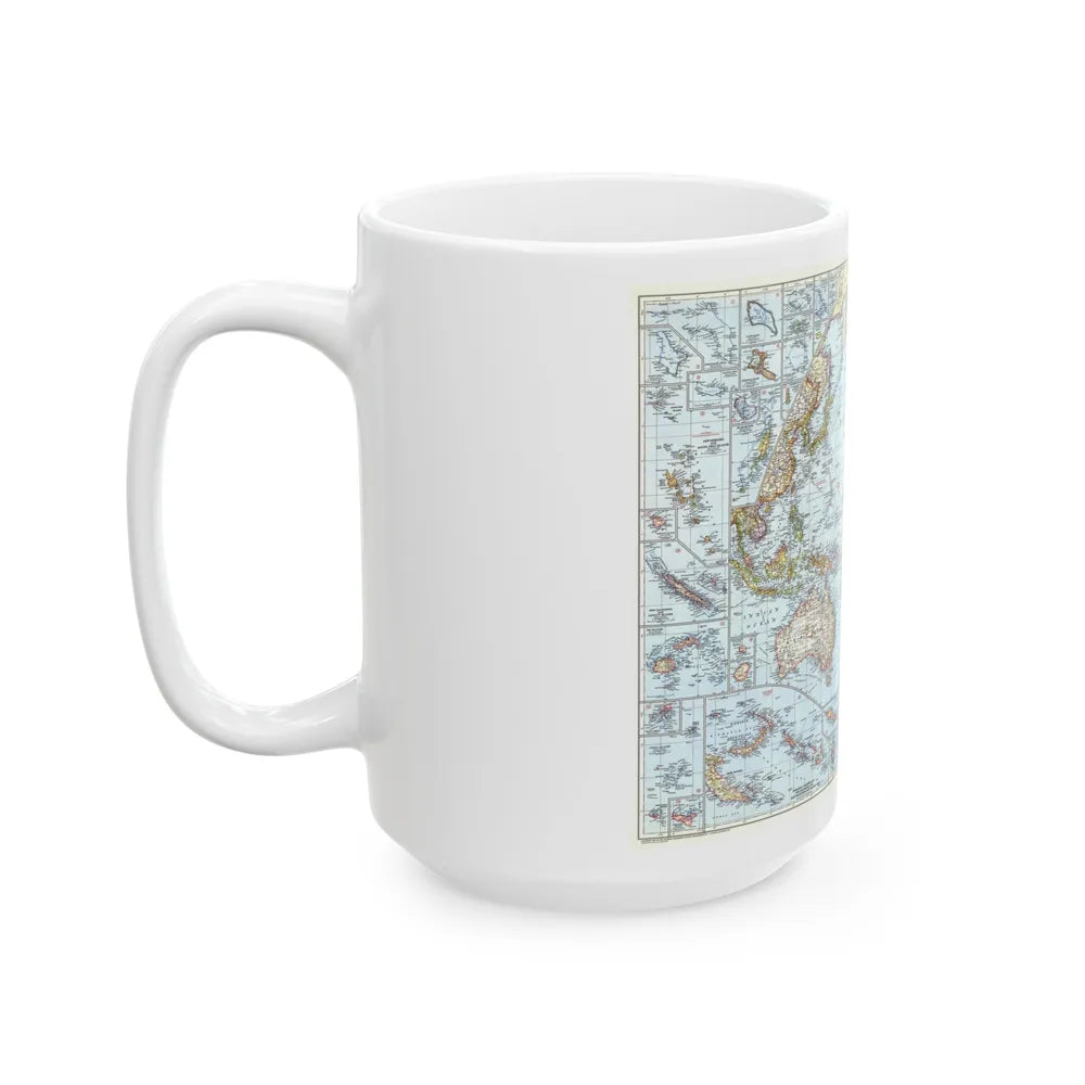 Pacific Ocean (1952) (Map) White Coffee Mug-Go Mug Yourself