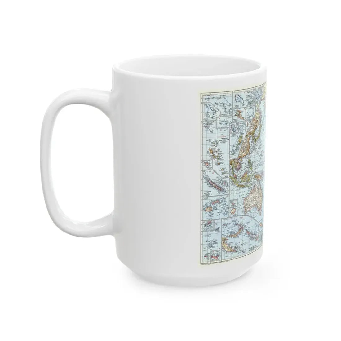Pacific Ocean (1952) (Map) White Coffee Mug - Go Mug Yourself