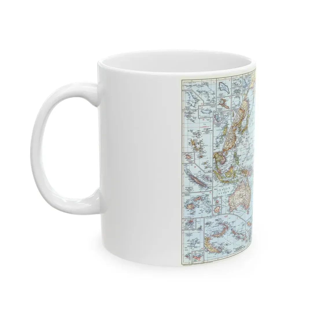 Pacific Ocean (1952) (Map) White Coffee Mug - Go Mug Yourself