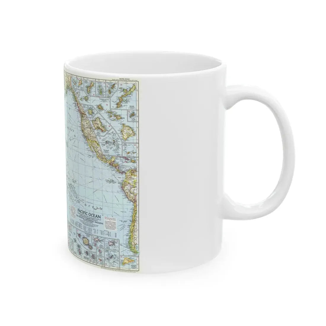 Pacific Ocean (1952) (Map) White Coffee Mug - Go Mug Yourself
