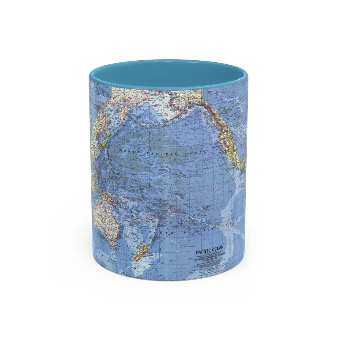 Pacific Ocean (1962) (Map) Accent Coffee Mug 11oz Light Blue - Go Mug Yourself