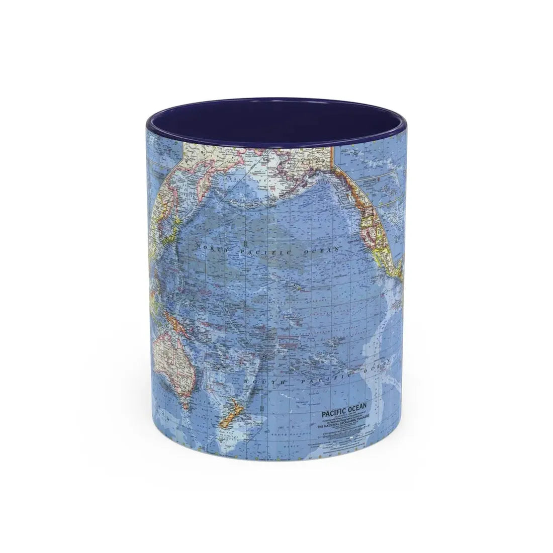 Pacific Ocean (1962) (Map) Accent Coffee Mug 11oz Navy - Go Mug Yourself