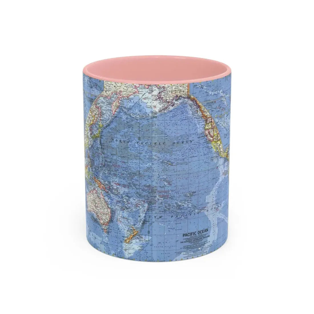 Pacific Ocean (1962) (Map) Accent Coffee Mug 11oz Pink - Go Mug Yourself
