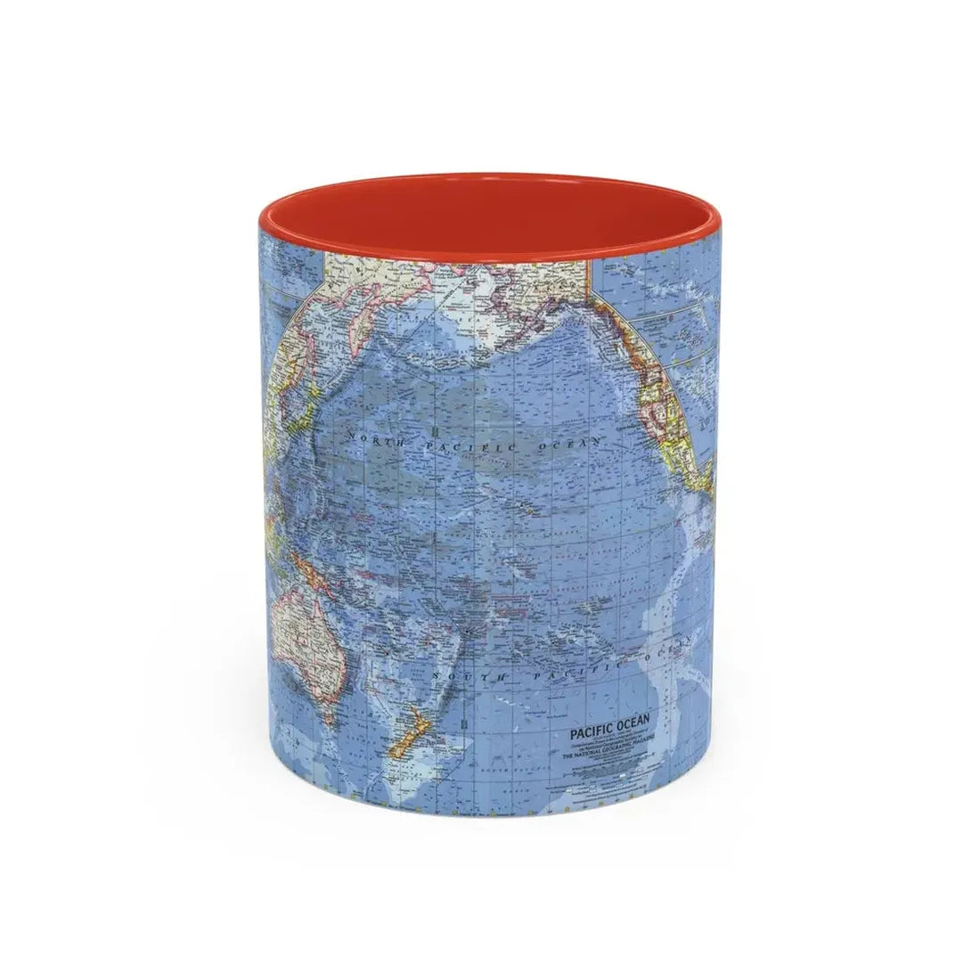 Pacific Ocean (1962) (Map) Accent Coffee Mug 11oz Red - Go Mug Yourself