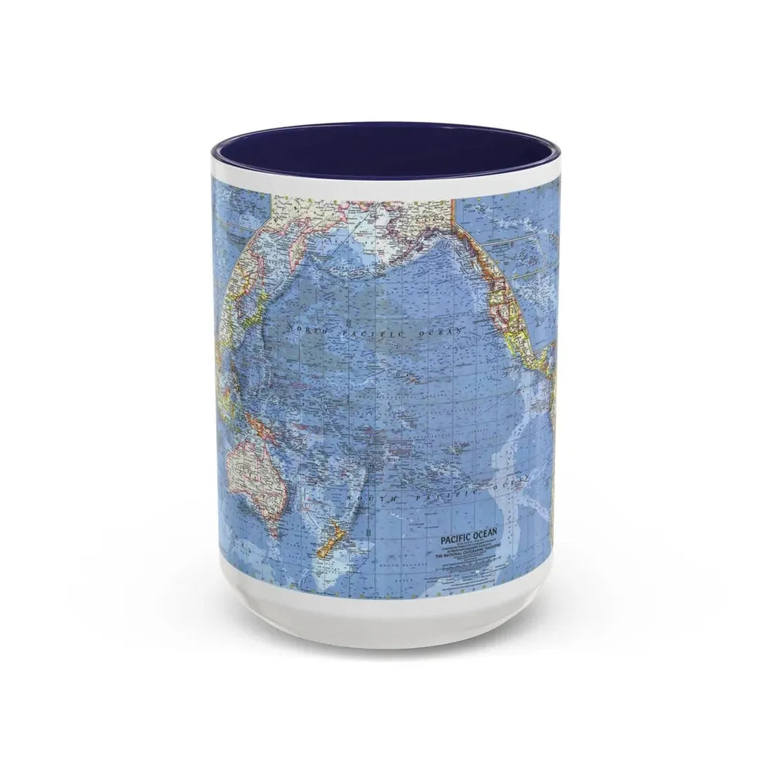 Pacific Ocean (1962) (Map) Accent Coffee Mug 15oz Navy - Go Mug Yourself