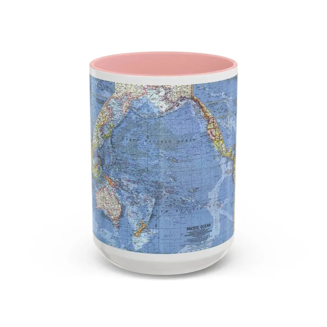 Pacific Ocean (1962) (Map) Accent Coffee Mug 15oz Pink - Go Mug Yourself