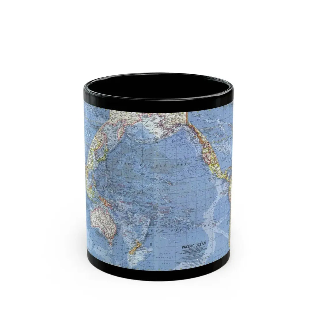 Pacific Ocean (1962) (Map) Black Coffee Mug 11oz - Go Mug Yourself