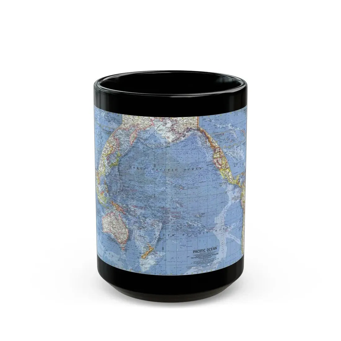Pacific Ocean (1962) (Map) Black Coffee Mug 15oz - Go Mug Yourself