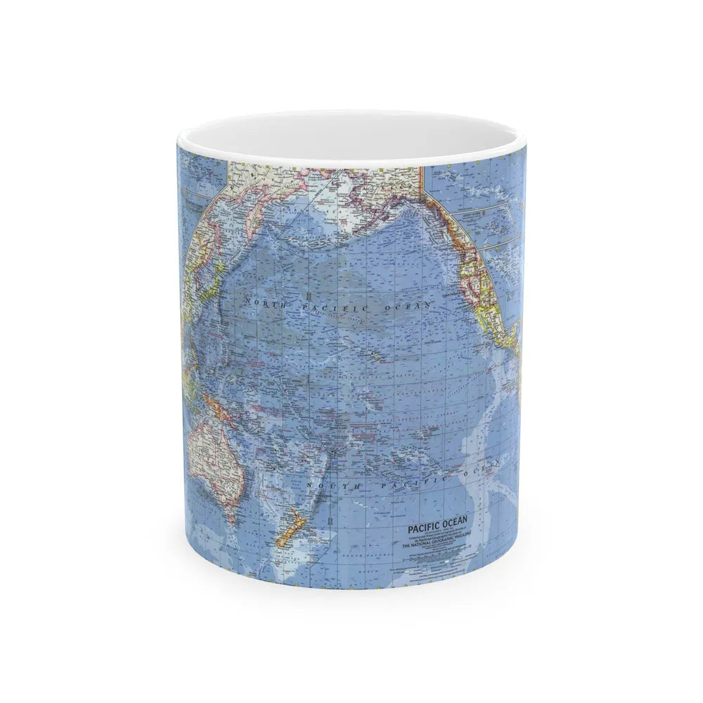 Pacific Ocean (1962) (Map) White Coffee Mug-11oz-Go Mug Yourself