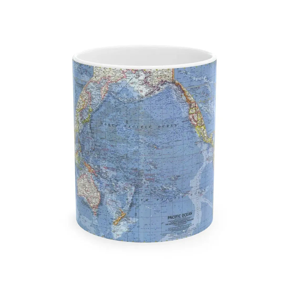 Pacific Ocean (1962) (Map) White Coffee Mug 11oz - Go Mug Yourself