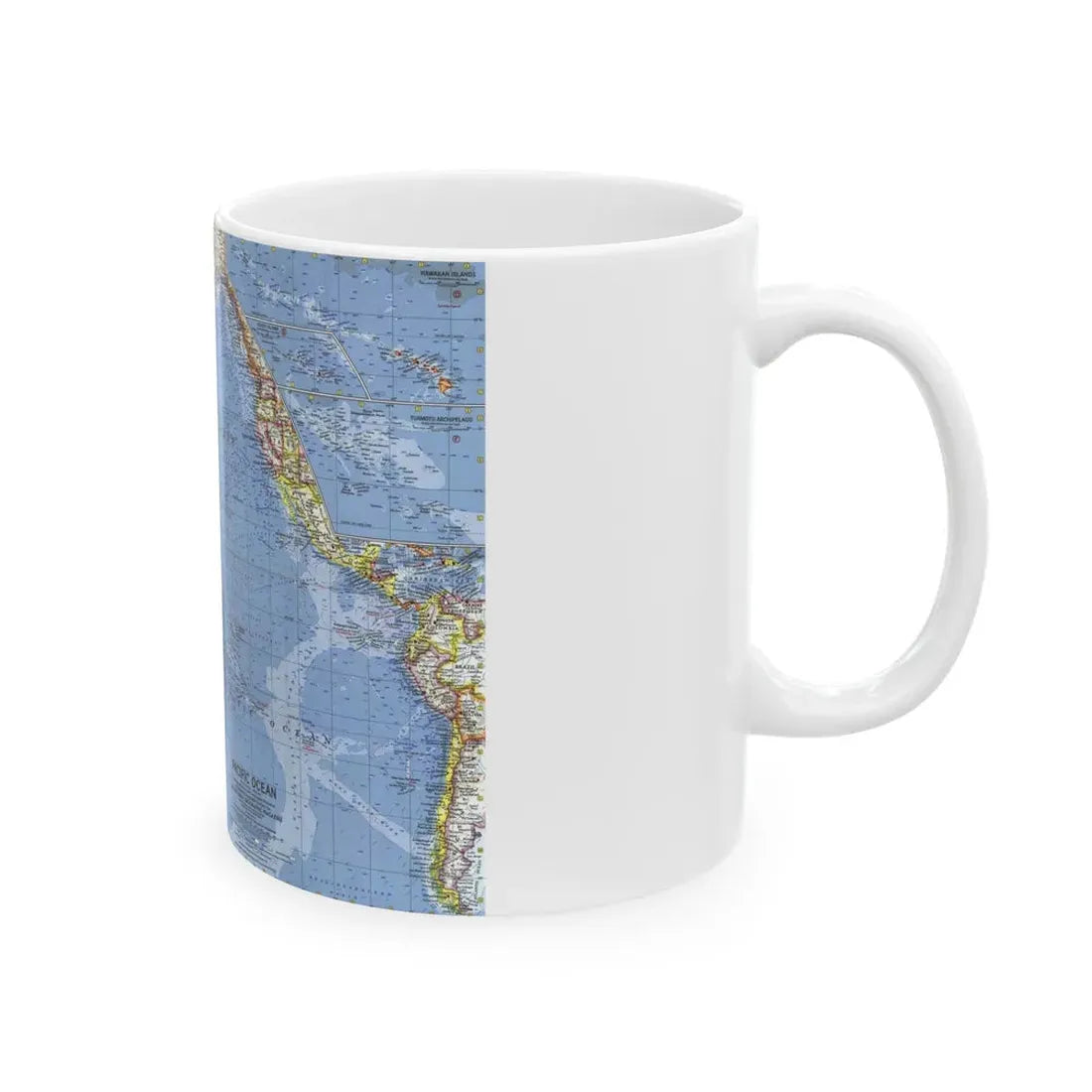 Pacific Ocean (1962) (Map) White Coffee Mug - Go Mug Yourself