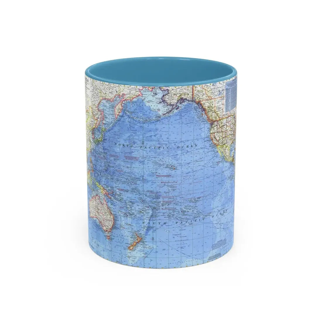 Pacific Ocean (1969) (Map) Accent Coffee Mug 11oz Light Blue - Go Mug Yourself