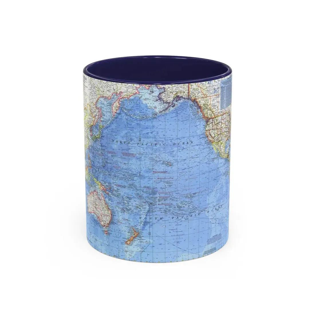 Pacific Ocean (1969) (Map) Accent Coffee Mug 11oz Navy - Go Mug Yourself