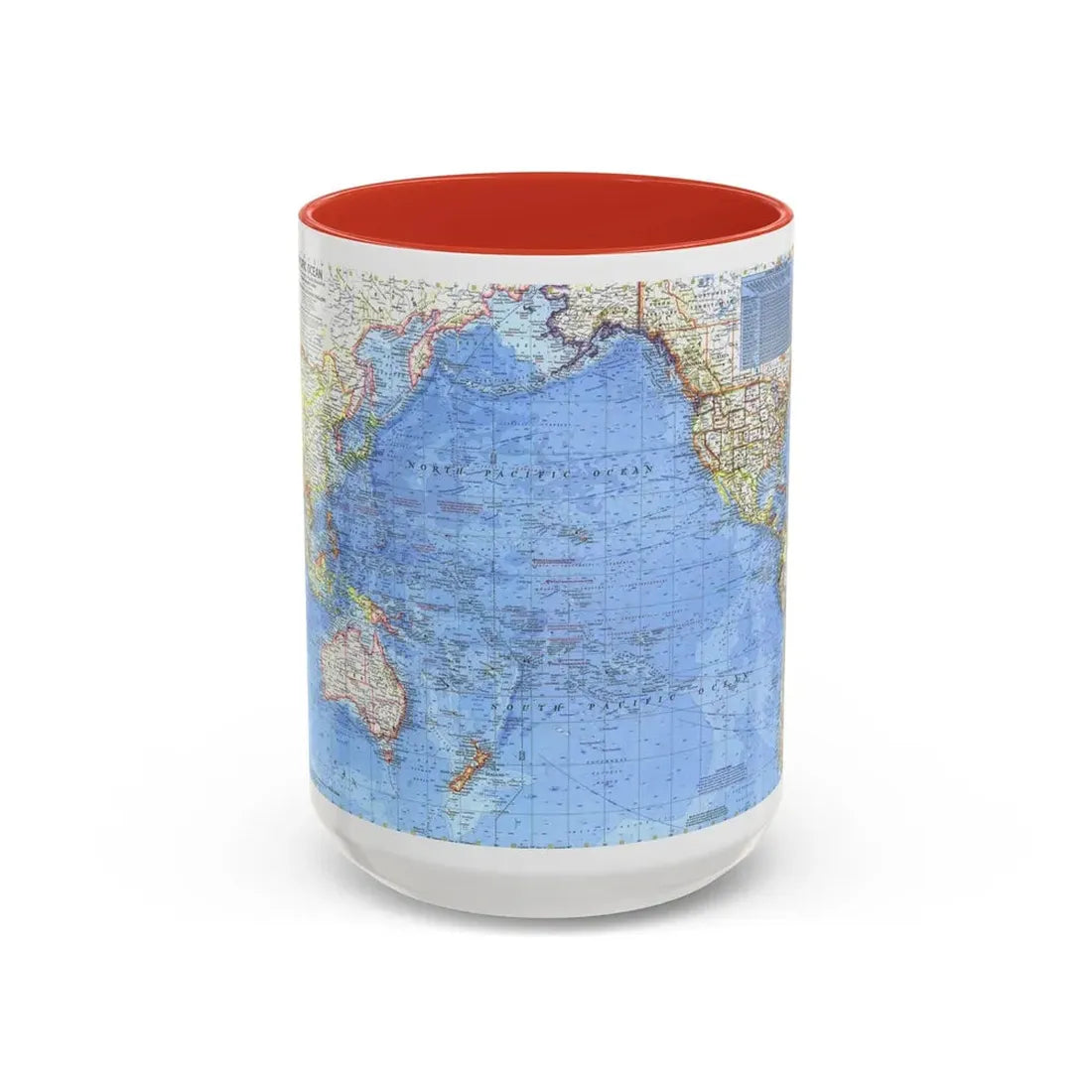 Pacific Ocean (1969) (Map) Accent Coffee Mug 15oz Red - Go Mug Yourself